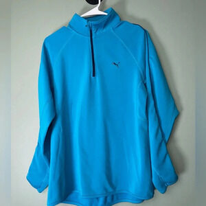 PUMA‎ Womens Pullover Activewear Jacket 1/4 Zip Blue Size Large